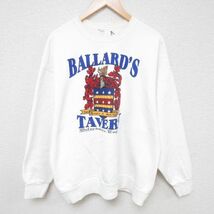 XL/古着 長袖 スウェット メンズ 90s BALLARDS TAVERN クルーネック 白 ホワイト 23oct17 中古 スエット トレーナー トップス_画像1