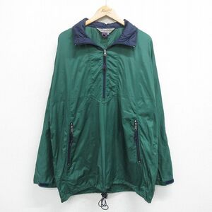 XL/古着 EMS 長袖 ハーフジップ ナイロン ジャケット メンズ 90s 大きいサイズ 緑 グリーン 23dec12 中古 アウター ウインドブレーカー