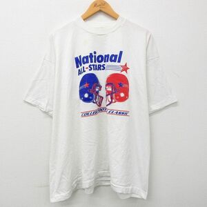 XL/古着 半袖 ビンテージ Tシャツ メンズ 90s カレッジ フットボール 大きいサイズ クルーネック 白 ホワイト 23mar16 中古