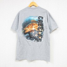 L/古着 カベラス 半袖 Tシャツ メンズ ブラックバス クルーネック グレー 霜降り 23jun22 中古_画像1