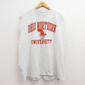 XL/古着 ビンテージ ノースリーブ Tシャツ メンズ 90s オハイオノーザン 大学 バスケットボール 大きいサイズ コットン クルーネック