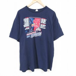 XL/古着 半袖 Tシャツ メンズ MLB セントルイスカージナルス ワールドシリーズ 大きいサイズ コットン クルーネック 紺 ネイビー メジ