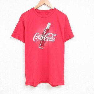 L/古着 半袖 Tシャツ メンズ コカコーラ コットン クルーネック 赤 レッド 23jul01 中古