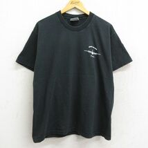 L/古着 リー Lee 半袖 ビンテージ Tシャツ メンズ 00s ロブスター 鳥 飛行機 コットン クルーネック 黒 ブラック 23apr24 中古_画像2