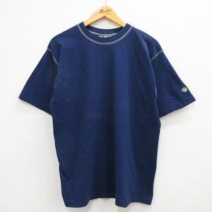 L/古着 半袖 ビンテージ Tシャツ メンズ 00s 無地 コットン クルーネック 紺 ネイビー 23apr15 中古