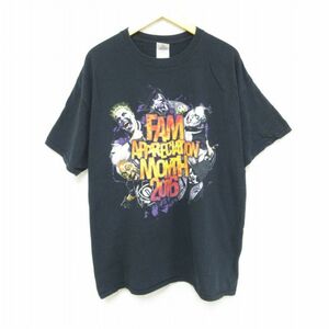 XL/古着 半袖 Tシャツ メンズ 忍者 コットン クルーネック 黒 ブラック 23aug29 中古