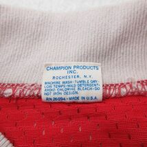 L/古着 チャンピオン Champion 半袖 ビンテージ Tシャツ メンズ 70s Berg メッシュ地 Vネック 赤他 レッド ユニフォーム ゲームシャツ_画像7