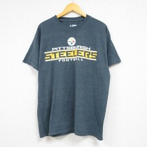 L/古着 半袖 Tシャツ メンズ NFL ピッツバーグスティーラーズ クルーネック グレー 霜降り アメフト スーパーボウル 23jun23 中古_画像1