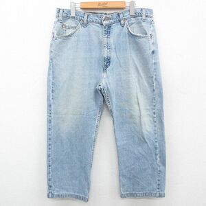 W34/古着 ジーンズ Levis リーバイス 505 メンズ 90s コットン 薄紺 ネイビー デニム 23sep13 中古 ボトムス ジーパン Gパン ロング パ