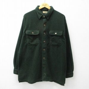 XL/古着 エルエルビーン LLBEAN 長袖 ブランド フリース シャツ メンズ 90s 緑 グリーン spe 23oct09 中古 トップス