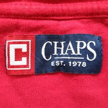 XL/古着 チャップス CHAPS 長袖 ブランド ハーフジップ トップス メンズ 90s ワンポイントロゴ ヒジ当て コットン 赤 レッド 23mar18_画像5