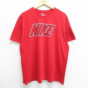 XL/古着 ナイキ NIKE 半袖 ブランド Tシャツ メンズ ビッグロゴ 大きいサイズ コットン クルーネック 赤 レッド 23apr20 中古