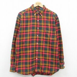 L/古着 ギャップ GAP 長袖 フランネル シャツ メンズ 90s コットン ボタンダウン 緑他 グリーン タータン チェック 23sep22 中古 トッ