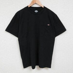 L/古着 ディッキーズ Dickies 半袖 ブランド Tシャツ メンズ 胸ポケット付き コットン クルーネック 黒 ブラック 23aug17 中古