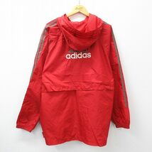 XL/古着 アディダス adidas 長袖 ナイロン ジャケット ベンチ コート パーカー メンズ 90s ビッグロゴ ラグラン 大きいサイズ ロング丈_画像1