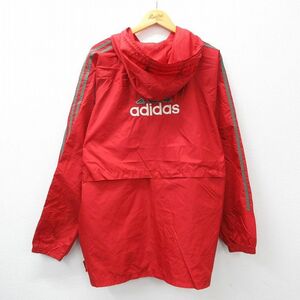 XL/古着 アディダス adidas 長袖 ナイロン ジャケット ベンチ コート パーカー メンズ 90s ビッグロゴ ラグラン 大きいサイズ ロング丈