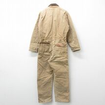 W38/古着 ディッキーズ Dickies 長袖 ツナギ メンズ 80s ダック地 コットン タロン 茶 ブラウン 内側キルティング 22oct13 中古 オール_画像3