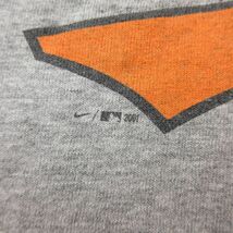 XL/古着 ナイキ NIKE 半袖 ビンテージ Tシャツ メンズ 00s MLB ボルチモアオリオールズ ワンポイントロゴ コットン クルーネック グレ_画像4