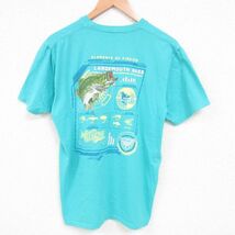 L/古着 コロンビア Columbia 半袖 ブランド Tシャツ メンズ PFG 釣り 魚 コットン クルーネック 青緑 23aug17 中古_画像1