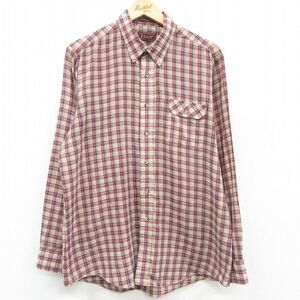 L/古着 リーバイス Levis 長袖 ブランド シャツ メンズ 80s ボタンダウン エンジ他 チェック 23sep18 中古 トップス