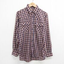 M/古着 リーバイス Levis 長袖 ブランド ウエスタン シャツ メンズ 90s 紺他 ネイビー チェック 23oct20 中古 トップス_画像1