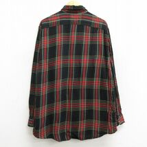 XL/古着 長袖 シャツ メンズ 00s 大きいサイズ ロング丈 黒他 ブラック チェック 23jan18 中古 トップス_画像3