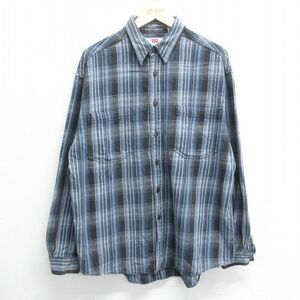 XL/古着 リーバイス Levis 長袖 ブランド シャツ メンズ 00s コットン 紺他 ネイビー チェック 23oct14 中古 トップス