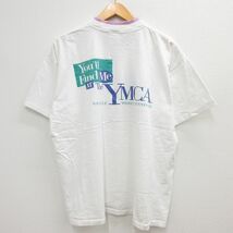 XL/古着 半袖 ビンテージ Tシャツ メンズ 90s YMCA 大きいサイズ コットン クルーネック 白 ホワイト 23may29 中古_画像2