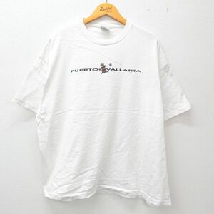 XL/古着 半袖 ビンテージ Tシャツ メンズ 00s プエルトバヤルタ メキシコ 大きいサイズ コットン クルーネック 白 ホワイト 23may16 中