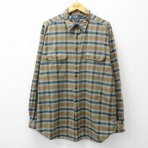 XL/古着 ラルフローレン 長袖 ブランド シャツ メンズ 90s CASCADE 大きいサイズ ロング丈 コットン 茶他 ブラウン チェック 23oct27_画像1