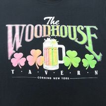 L/古着 半袖 ビンテージ Tシャツ メンズ 90s ニューヨーク WOODHOUSE ビール クローバー クルーネック 黒 ブラック 23may23 中古_画像2