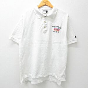 XL/古着 プーマ 半袖 ブランド ポロ シャツ メンズ 90s NBA ウエスタンカンファレンス 鹿の子 コットン 白 ホワイト 23jul24 中古 トッ