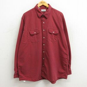 XL/古着 エルエルビーン LLBEAN 長袖 フランネル シャツ メンズ 90s 大きいサイズ コットン 赤他 レッド チェック 23sep28 中古 トップ