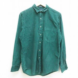 L/古着 GANT 長袖 シャツ メンズ 90s コーデュロイ コットン 緑 グリーン チェック 23jan17 中古 トップス