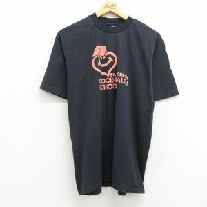 L/古着 ヘインズ 半袖 ビンテージ Tシャツ メンズ 80s GOOD HEALTH クルーネック 黒 ブラック 23jun08 中古