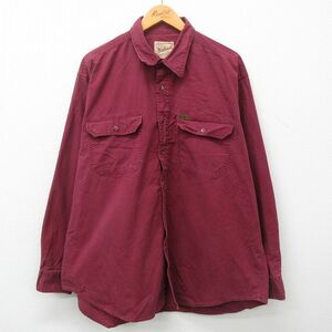 XL/古着 ウールリッチ 長袖 シャツ メンズ 00s 大きいサイズ コットン エンジ 23feb08 中古 トップス