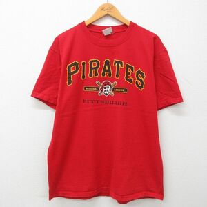 XL/古着 リー Lee 半袖 ビンテージ Tシャツ メンズ 00s MLB ピッツバーグパイレーツ コットン クルーネック 赤 レッド メジャーリーグ
