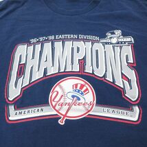 XL/古着 半袖 ビンテージ Tシャツ メンズ 90s MLB ニューヨークヤンキース アメリカンリーグ 大きいサイズ クルーネック 紺 ネイビー_画像2