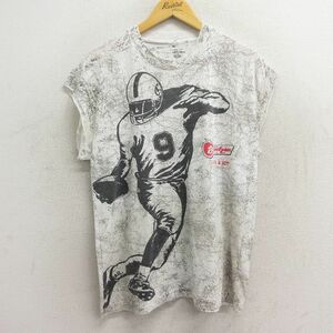 L/古着 ビンテージ ノースリーブ Tシャツ メンズ 90s フットボール ベレンツェン 酒 クルーネック 白他 ホワイト 23jun08 中古