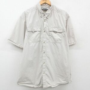 XL/古着 コロンビア 半袖 ワーク シャツ メンズ 00s ボタンダウン 薄グレー 内側メッシュ 23may11 中古 トップス