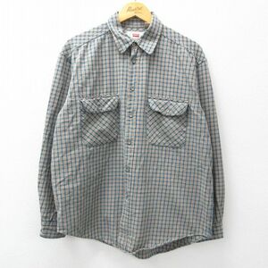 XL/古着 リーバイス Levis 長袖 フランネル シャツ メンズ 00s コットン ベージュ系他 カーキ チェック 23oct30 中古 トップス