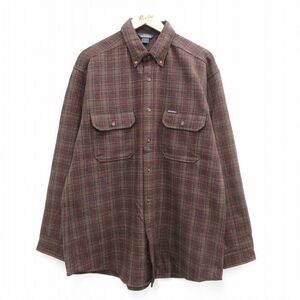 XL/古着 ウールリッチ 長袖 ウール シャツ メンズ ロング丈 ボタンダウン 緑他 グリーン チェック 23nov29 中古 トップス