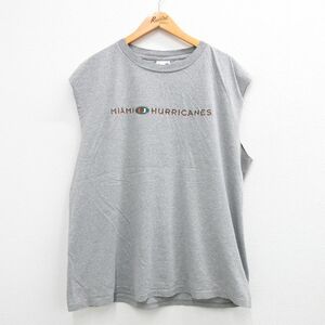 XL/古着 ビンテージ ノースリーブ Tシャツ メンズ 90s マイアミ ハリケーン 大きいサイズ クルーネック グレー 霜降り 23aug02 中古