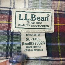 XL/古着 エルエルビーン LLBEAN 長袖 ブランド シャツ メンズ 00s 大きいサイズ ロング丈 コットン 緑他 グリーン チェック 23sep14 中_画像4