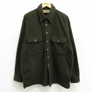 XL/古着 長袖 フリース シャツ メンズ 00s 濃緑 グリーン 23dec25 中古 トップス