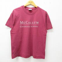 XL/古着 ヘインズ 半袖 ビンテージ Tシャツ メンズ 00s マッカラム SCHOOL コットン クルーネック エンジ 23jul04 中古_画像1