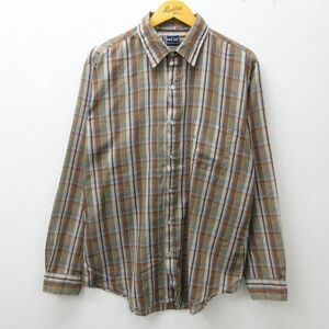 XL/古着 Dee Cee 長袖 シャツ メンズ 80s 茶他 ブラウン チェック 23jan11 中古 トップス