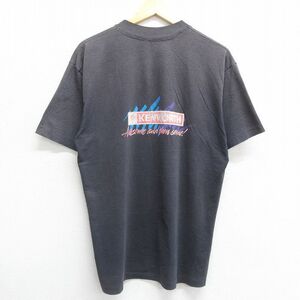 L/古着 ヘインズ 半袖 ビンテージ Tシャツ メンズ 80s KENWORTH クルーネック 黒 ブラック 23jun24 中古