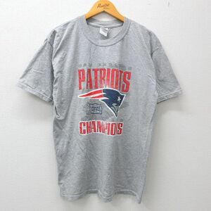 L/古着 半袖 ビンテージ Tシャツ メンズ 00s NFL ニューイングランドペイトリオッツ グレー 霜降り アメフト スーパーボウル 23mar27