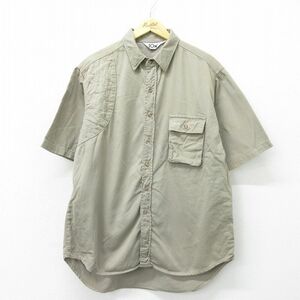 XL/古着 10X 半袖 ハンティング シャツ メンズ 80s 大きいサイズ ベージュ カーキ 23may24 中古 トップス